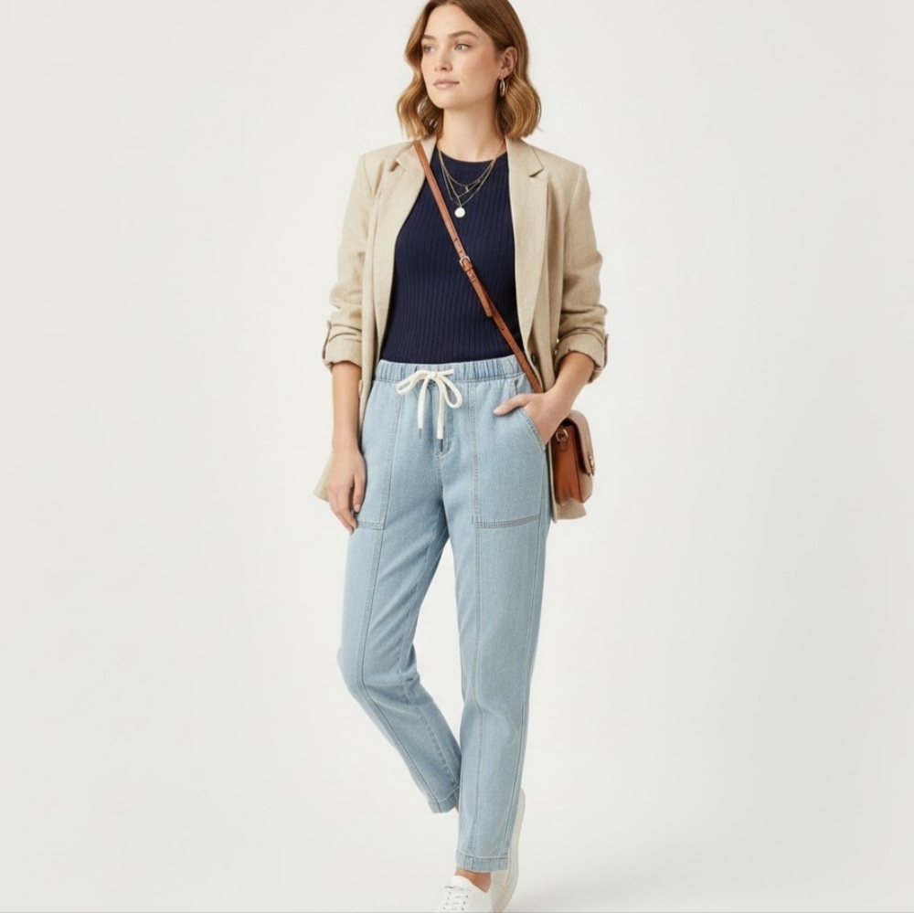 BANANA REPUBLIC Women's Tapered Mid-Rise Denim Jeans Light Washed Size Small